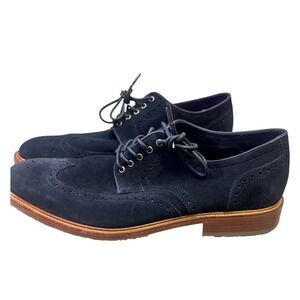 Trask Mens Wingtip Oxford Dress Shoes Black Suede Leather Sz 11 Old Money Preppy